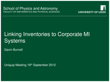 Linking Inventories To Corporate MI Systems