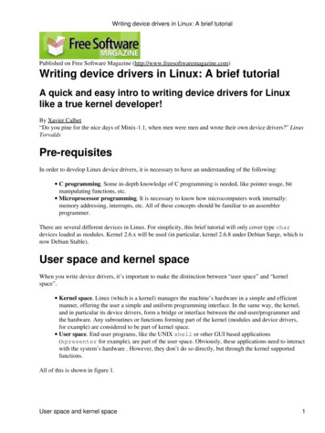Writing Device Drivers In Linux: A Brief Tutorial