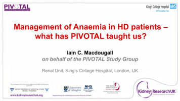 Management Of Anaemia In HD Patients - What Has PIVOTAL Taught Us?
