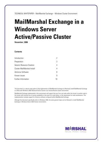 MailMarshal Exchange In A Windows Server Active/Passive Cluster - Trustwave