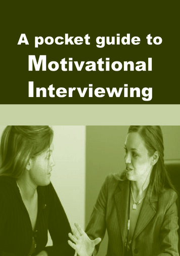 A Pocket Guide To Motivational Interviewing