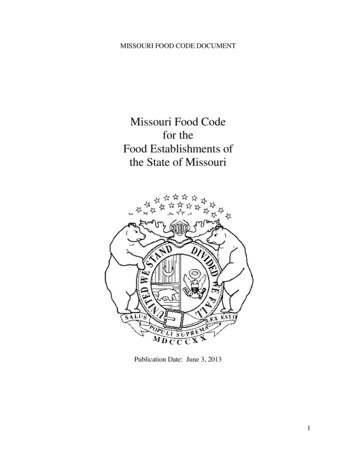 Missouri Food Code For The Food Establishments Of The .