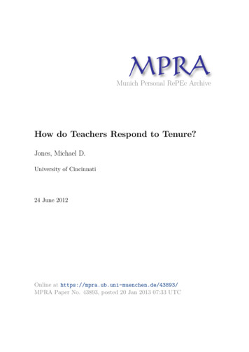 How Do Teachers Respond To Tenure? - LMU