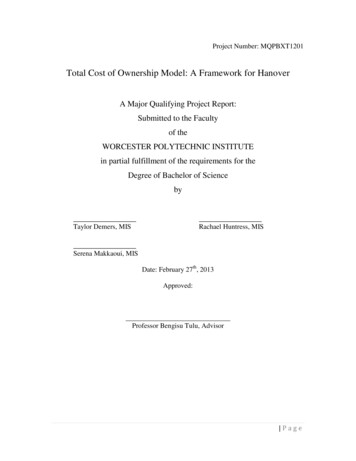 Total Cost Of Ownership Model: A Framework For Hanover
