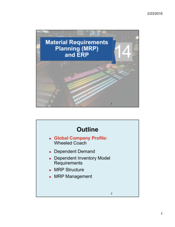 Material Requirements Planning (MRP) And ERP 14 - KSU