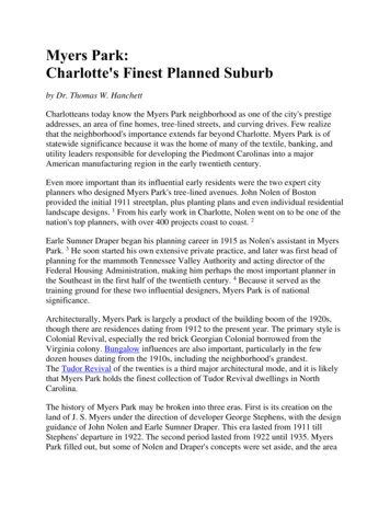 Myers Park: Charlotte's Finest Planned Suburb - Landmarks Commission