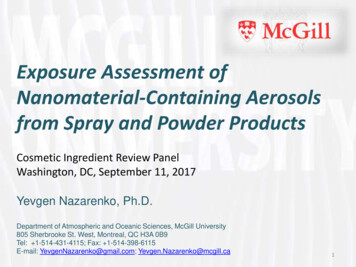 Exposure Assessment Of Nanomaterial-Containing Aerosols From Spray And .