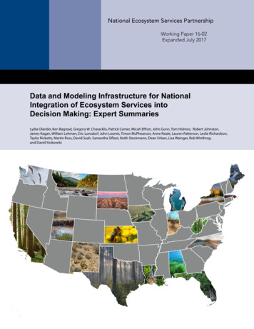 Data And Modeling Infrastructure For National Integration Of Ecosystem .