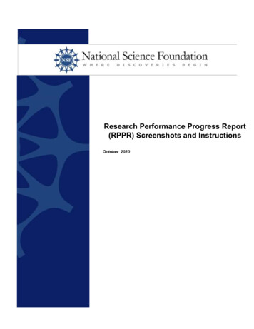 Research Performance Progress Report (RPPR) Screenshots .