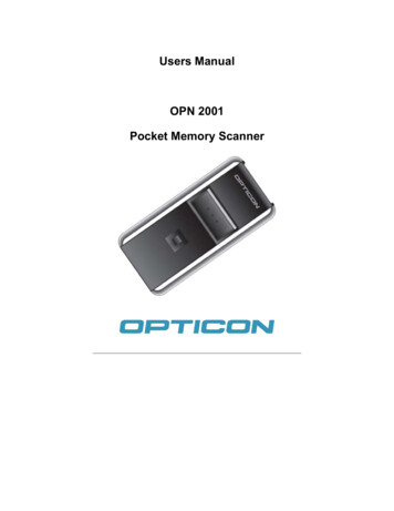 Users Manual OPN 2001 Pocket Memory Scanner - Opticon USA