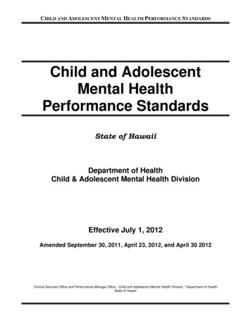 Child And Adolescent - Hawaii Department Of Health