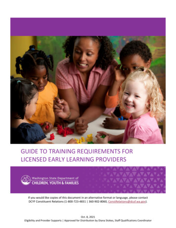 Guide To Training Requirements For Licensed Early Learning .