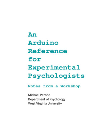 An Arduino Reference For Experimental Psychologists