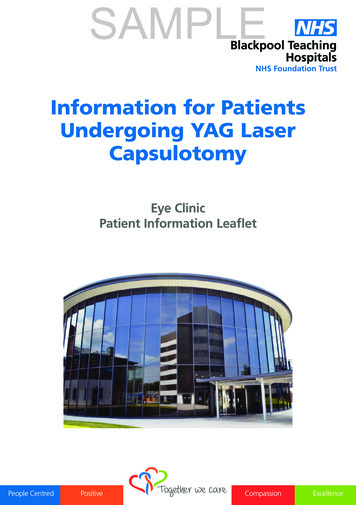 Information For Patients Undergoing YAG Laser Capsulotomy