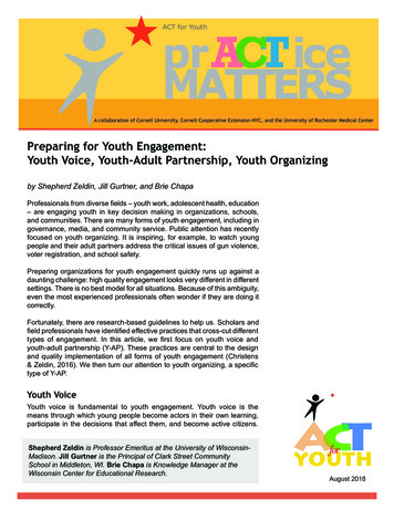Preparing For Youth Engagement: Youth Voice, Youth-Adult .
