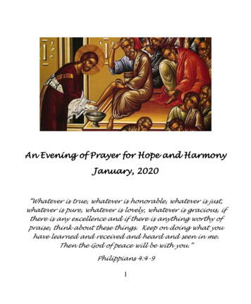 An Evening Of Prayer For Hope And Harmony January, 2020