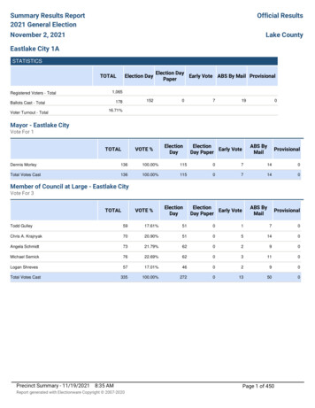 Summary Results Report 2021 General Election . - Lake County, Ohio