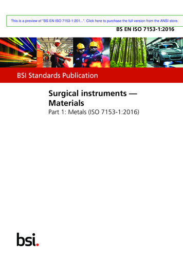 Surgical Instruments — Materials