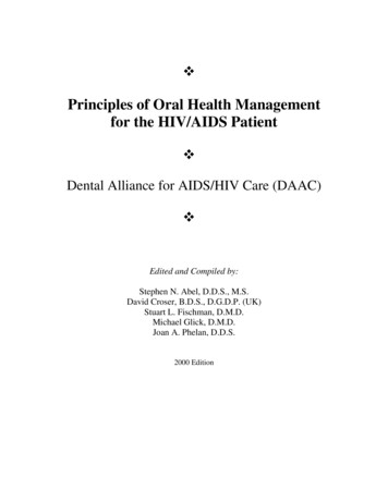 Principles Of Oral Health Management For The HIV/AIDS 