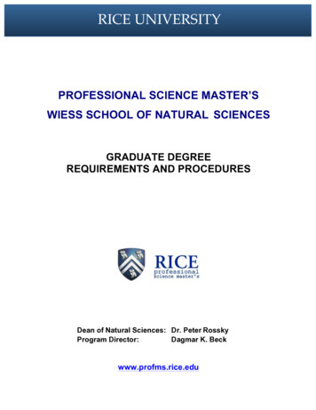 Professional Science Masters Handbook