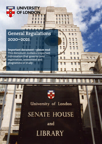 General Regulations 2020-2021 - University Of London Worldwide