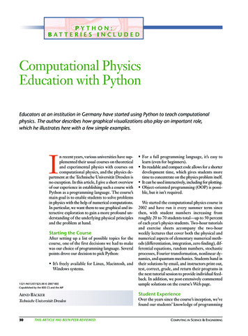 Computational Physics Education With Python