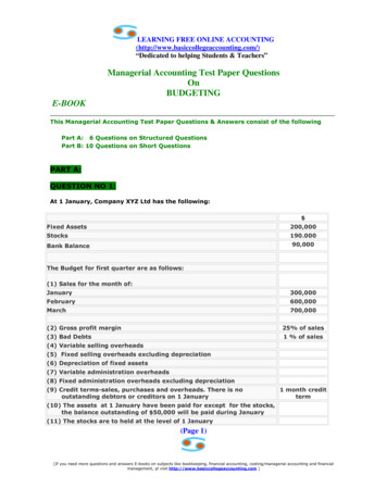 Managerial Accounting Test Paper Questions On 