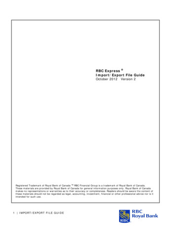 RBC Express Import/Export File Guide October 2012 Version 2