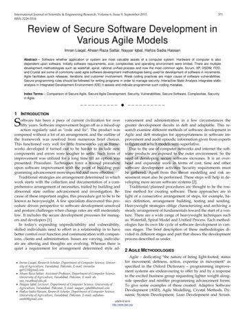 Review Of Secure Software Development In Various Agile Models - IJSER
