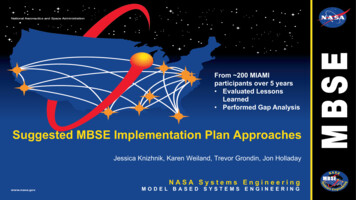 Proposed MBSE Implementation Plan - NASA