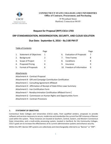 Request For Proposal (RFP) CSCU-1703 ERP STANDARDIZATION . - Ct