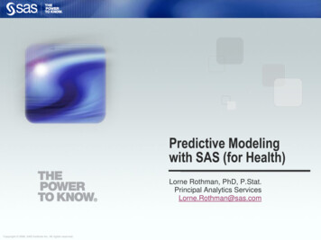 Predictive Modeling With SAS (for Health)