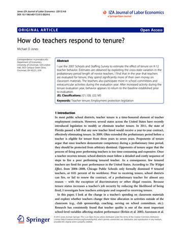 How Do Teachers Respond To Tenure? - SpringerOpen