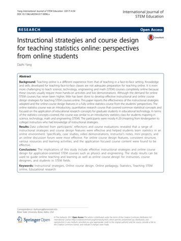 Instructional Strategies And Course Design For Teaching .