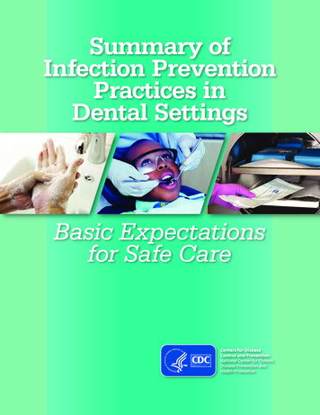 Summary Of Infection Prevention Practices In Dental Settings