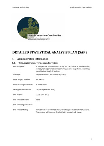 DETAILED STATISTICAL ANALYSIS PLAN (SAP)