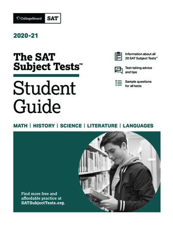 SAT Subject Tests Student Guide - SAT Suite Of Assessments