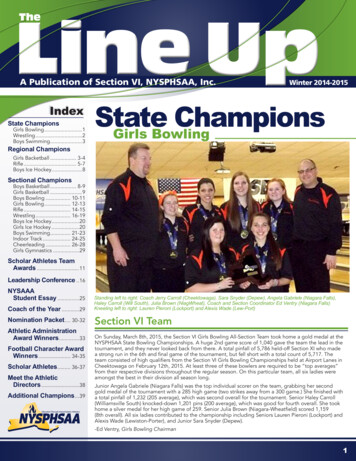 A Publication Of Section VI, NYSPHSAA, Inc. Winter 2014-2015 Index .