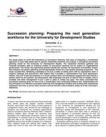 Succession Planning: Preparing The Next Generation .