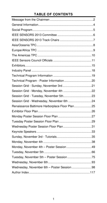 TABLE OF CONTENTS - IEEE Sensors Council