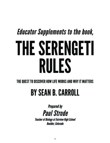Educator Supplements To The Book, THE SERENGETI RULES
