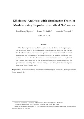 E Ciency Analysis With Stochastic Frontier Models Using .