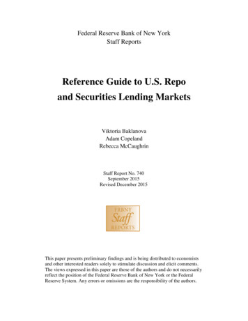 Reference Guide To U.S. Repo And Securities Lending Markets