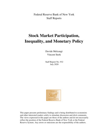 Stock Market Participation, Inequality, And Monetary Policy