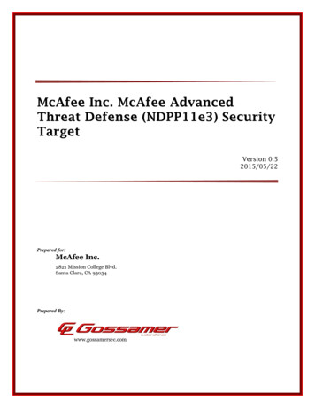 McAfee Inc. McAfee Advanced Threat Defense (NDPP11e3) Security Target