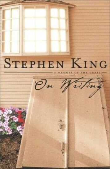 Stephen King On Writing - Stamford Public Schools