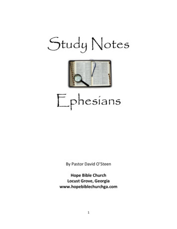 Study Notes Ephesians - Hope Bible Church GA