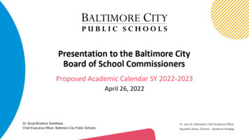 Proposed Academic Calendar SY 2022-2023 - Baltimore City Public Schools