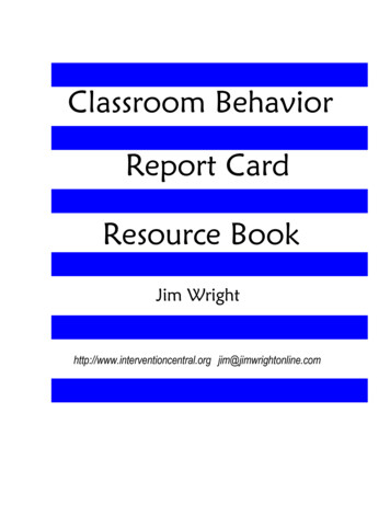 Classroom Behavior Report Card Resource Book