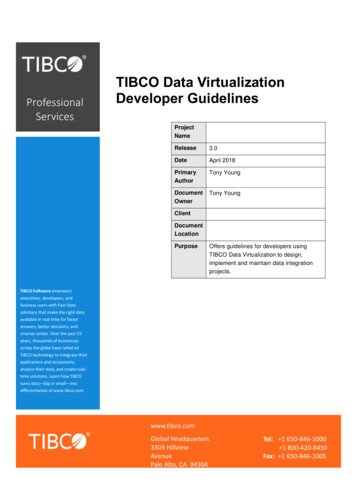 TDV Developer Guidelines - TIBCO Software